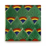 メキシコタイル柄・ピーコック緑 メキシコタイル柄 100角・ピーコック緑