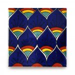 メキシコタイル柄・ピーコック青 メキシコタイル柄 100角・ピーコック青