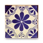 メキシコタイル柄 メキシコタイル柄 100角・花柄 青