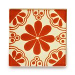 メキシコタイル柄 メキシコタイル柄 100角 ・花柄 赤