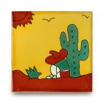 メキシコタイル柄 100角・太陽と旅人、サボテン