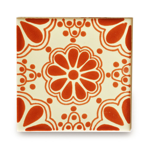 メキシコタイル柄 メキシコタイル柄 100角・花柄・赤