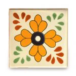 メキシコタイル柄 メキシコタイル柄 100角・花柄 黄色