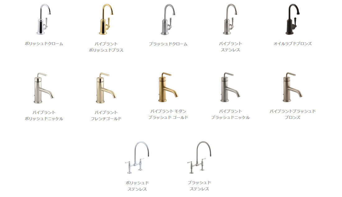 KOHLER水栓金物・カラーバリエーション