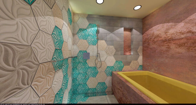 浴室リノベーション3Dパース:浴槽・ニッチ