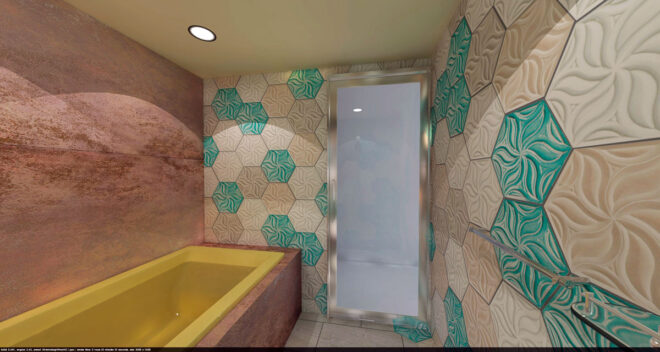 浴室リノベーション3Dパース:出口側