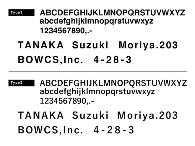 カッティングシート・書体見本