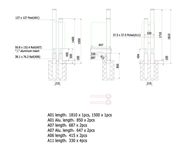 機能門柱バイナルスタンド・シンプルタイプ形状図