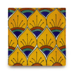 メキシコタイル柄 100角・ピーコック黄