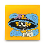 メキシコタイル柄 100角・死者の日(ドクロ)
